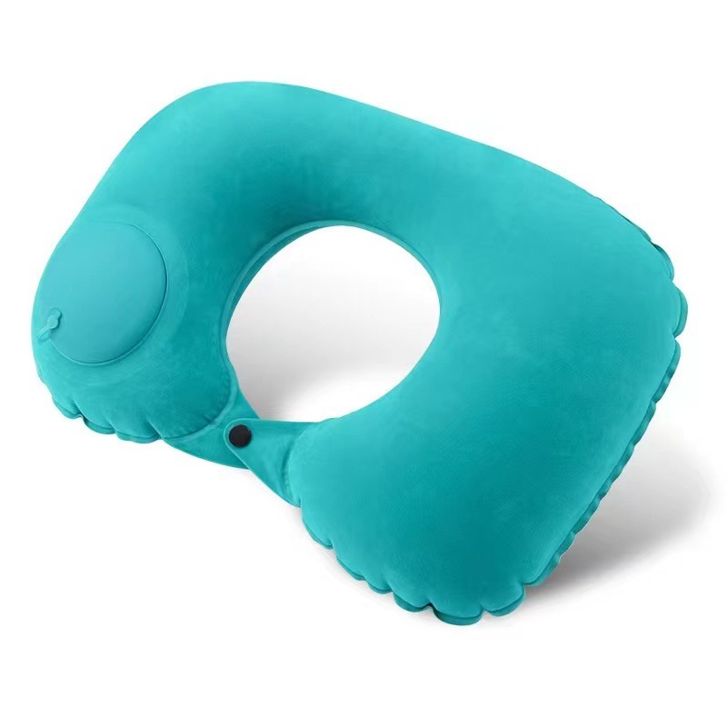 Flocking Inflatable U-shaped Pillow Portable Aircraft Travel Three-piece Neck Pillow Flocking Travel Sanbao U-shaped Pillow