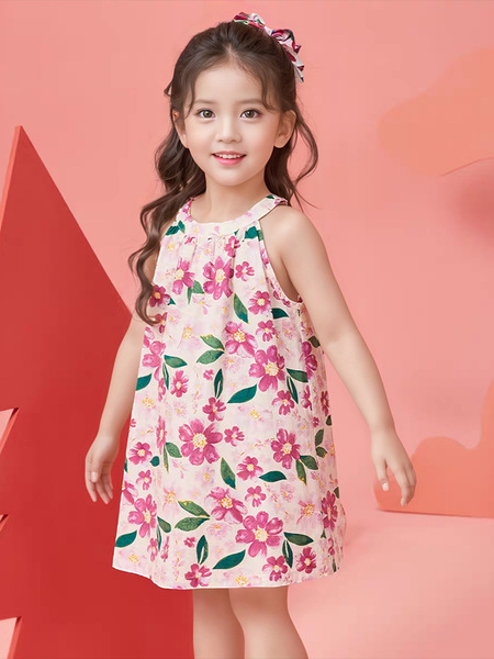 Baby Summer Sleeveless Dress Vest Skirt Children Fashionable Floral Suspender Skirt