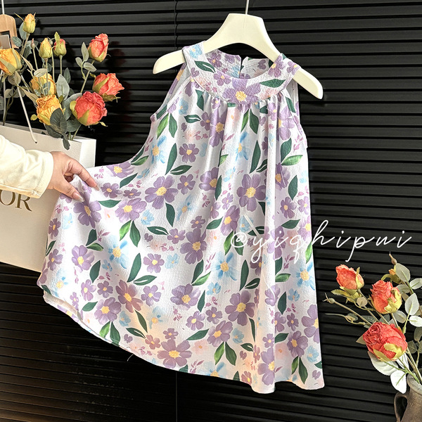 Baby Summer Sleeveless Dress Vest Skirt Children Fashionable Floral Suspender Skirt