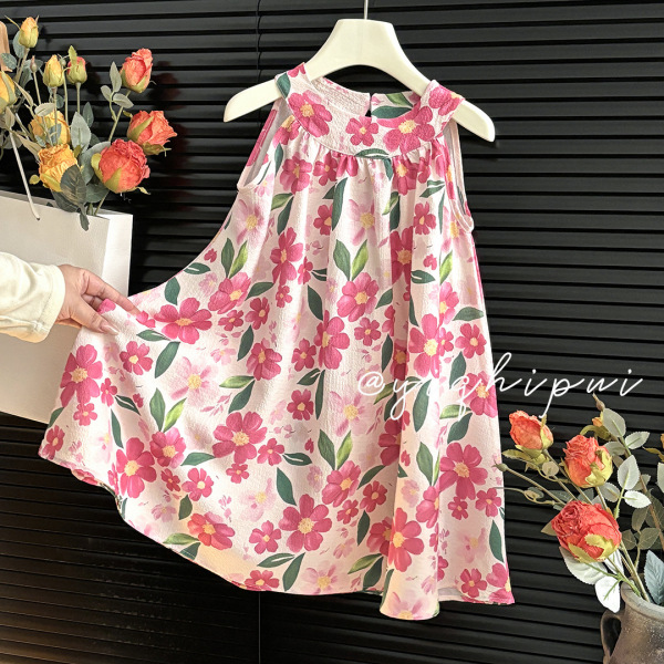 Baby Summer Sleeveless Dress Vest Skirt Children Fashionable Floral Suspender Skirt