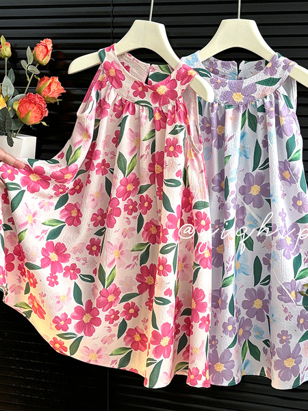 Baby Summer Sleeveless Dress Vest Skirt Children Fashionable Floral Suspender Skirt