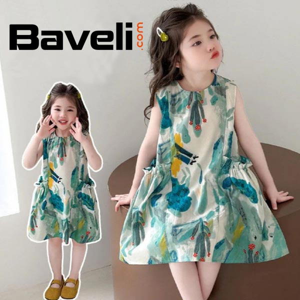 Girls Summer Princess Dress – স্টাইলিশ স্লিভলেস বেবি গার্ল ফ্রক