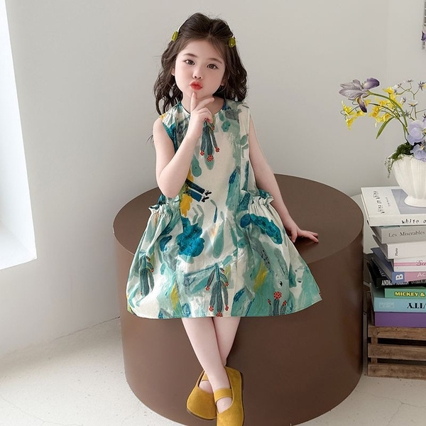 Girls Summer Princess Dress – স্টাইলিশ স্লিভলেস বেবি গার্ল ফ্রক