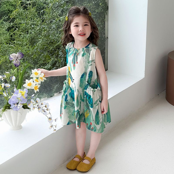 Girls Summer Princess Dress – স্টাইলিশ স্লিভলেস বেবি গার্ল ফ্রক