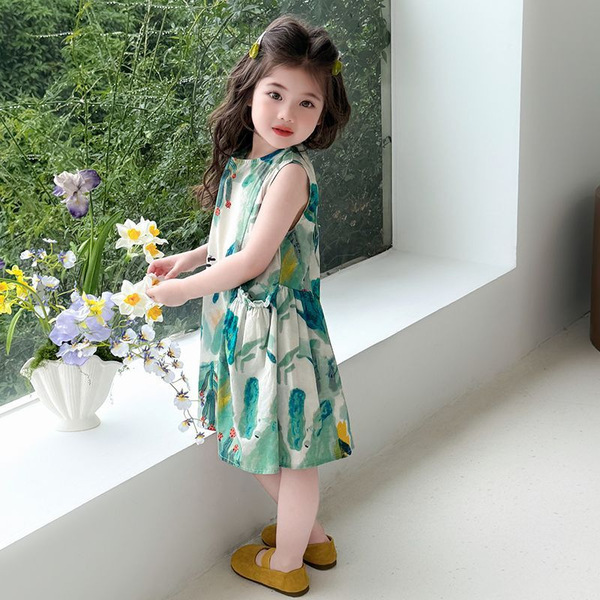 Girls Summer Princess Dress – স্টাইলিশ স্লিভলেস বেবি গার্ল ফ্রক