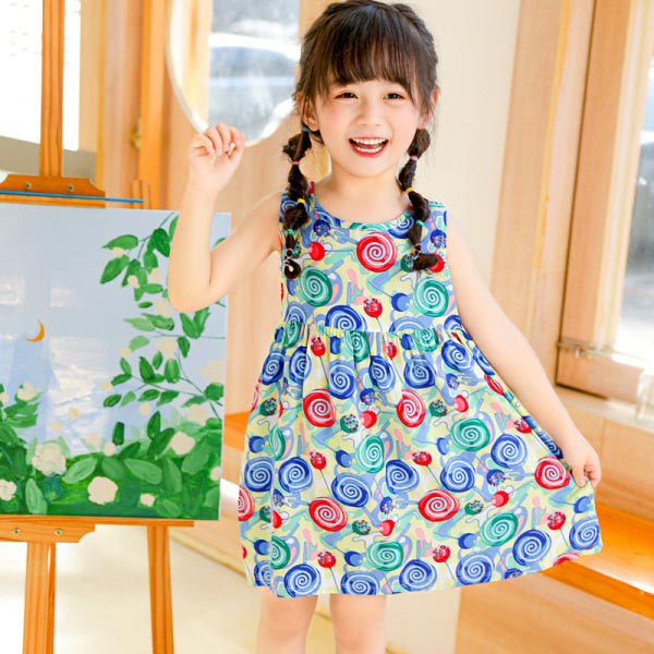 Summer Floral Cotton Silk Sling Dress for Baby Girls – Soft Skirt Kids Party & Casual Wear