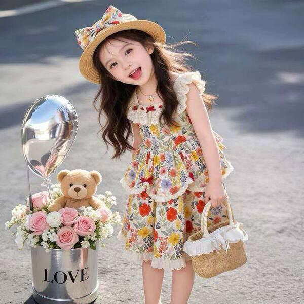 Baby Girls Summer Floral Princess Dress – Sweet Monet Garden Holiday Party Dress for Kids