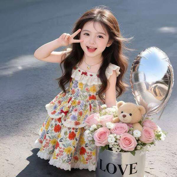 Baby Girls Summer Floral Princess Dress – Sweet Monet Garden Holiday Party Dress for Kids