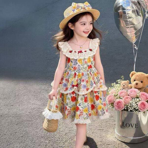 Baby Girls Summer Floral Princess Dress – Sweet Monet Garden Holiday Party Dress for Kids