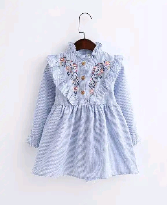 New stylish baby (1-6 Years) frocks. embroidery colorful flowers Black frocks for girls, baby dress.